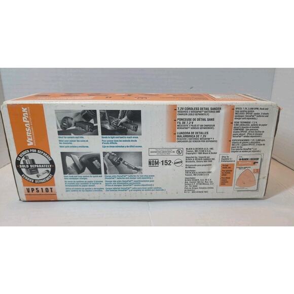 New! BLACK & DECKER VERSAPAK VP510T CORDLESS DETAIL SANDER Sealed Vintage 7.2V - Picture 2 of 5